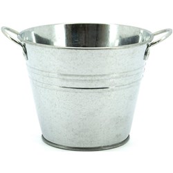 Tin Bucket With Ear Handle Round Medium 150x100x120mm Silver