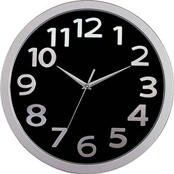 Carven Glass Face Wall Clock 330mm Black/Silver