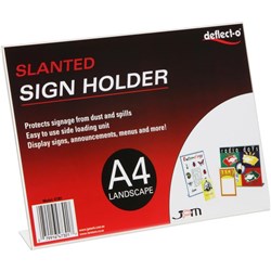 Deflecto Slanted Sign Holder A4 Landscape 47301