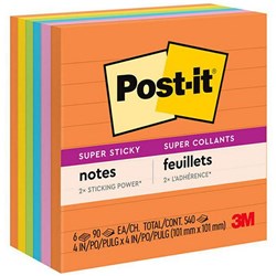 Post-it® Notes 675-6SSUC Lined 101x101mm Energy, Pack of 6