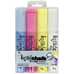 Texta Liquid Chalk Dry Wipe Window Markers 15mm Chisel Tip, Pack of 4