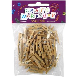 Craft Workshop Pegs Natural Small, Pack of 50