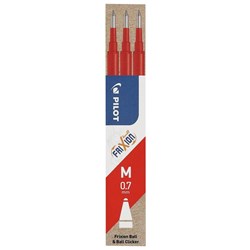 Pilot Frixion Red Rollerball Pen Refill 0.7mm Fine Tip, Pack of 3