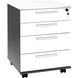 Emerge OM225 Mobile 4 Drawer White/Ironstone
