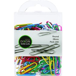 Dixon Paper Clips Round 28mm Coloured, Pack of 200
