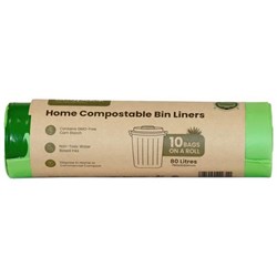 Ecopack Home Compostable Bin Liners 80L, Roll of 10