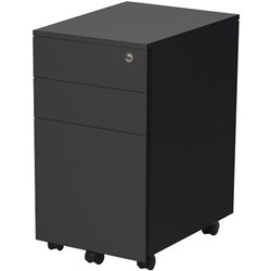 Firstline Mobile Pedestal Slim 3 Drawer Black