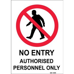 No Entry Authorised Personnel Only Safety Sign 230x300mm