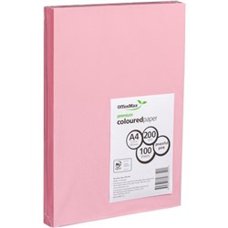 OfficeMax A4 200gsm Peaceful Pink Premium Coloured Card Paper, Pack of 100