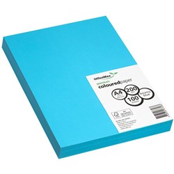 OfficeMax A4 200gsm Bouncy Blue Premium Coloured Card Paper, Pack of 100