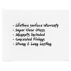 Boyd Visuals Glass Writing Board Magnetic White 900 x 1200mm
