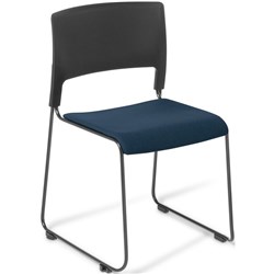 Slim Cafe Chair Upholstered Seat Black/Quantum/Navy