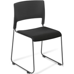 Slim Cafe Chair Upholstered Seat Black/Quantum/Black