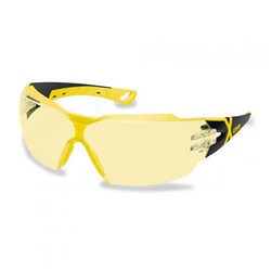Uvex Pheos CX2 Safety Glasses Amber Lens Black/Yellow