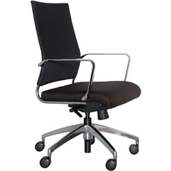 OS Swivel Chair Low Mesh Back With Arms Black Fabric/Polished Alloy