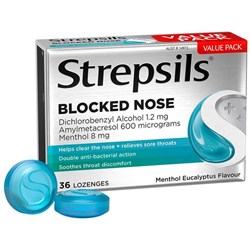 Strepsils Lozenges Sore Throat & Blocked Nose, Pack of 36