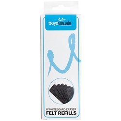 Boyd Visuals Whiteboard Eraser Refill, Pack of 6