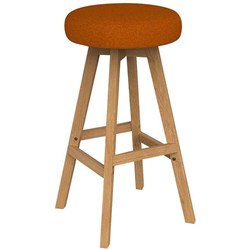 Luna Button Bar Stool 785mm Motion Felt Fabric/Sunset Orange/Oak