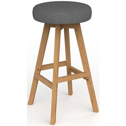 Luna Button Bar Stool 785mm Motion Felt Fabric/Stone Grey/Oak