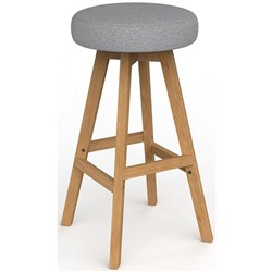 Luna Button Bar Stool 785mm Motion Felt Fabric/Ash Grey/Oak