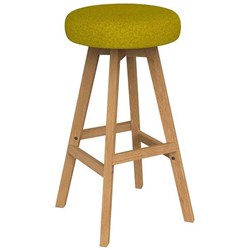 Luna Button Bar Stool 785mm Motion Felt Fabric/Bumblebee/Oak