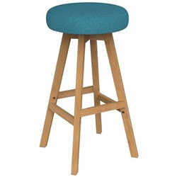 Luna Button Bar Stool 785mm Motion Felt Fabric/Ice Blue/Oak
