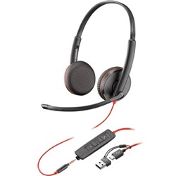 Plantronics Blackwire C3225 UC Wired USB-A Binaural Headset With 3.5mm