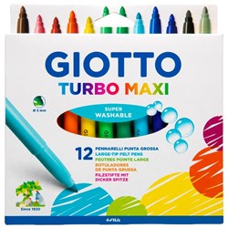 Giotto Turbo Maxi Felt Tip Markers, Pack of 12