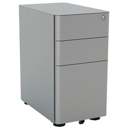 Breeze Slimline Steel Mobile Pedestal 3 Drawer Silver