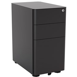 Breeze Slimline Steel Mobile Pedestal 3 Drawer Black