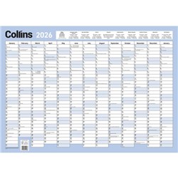 Collins Annual Wall Year Planner & Marker Pen Laminated 695 x 495mm 2026