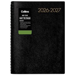 Collins Boston A51 Mid Year Diary A5 1 Day Per Page 1 July 2026 to 30 June 2027 Black