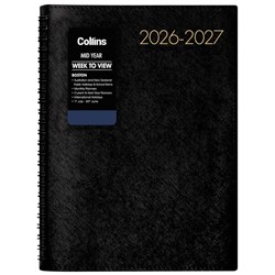 Collins Boston A53 Mid Year Diary A5 Week To View 1 July 2026 to 30 June 2027 Black