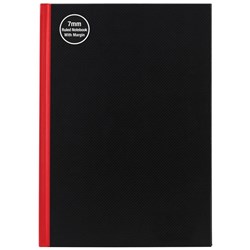 Milford A4 Hardcover Notebook 7mm Ruled Black/Red 200 Pages