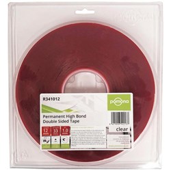 Pomona Permanent High Bond Double Sided Tape 12mm x 33m Clear