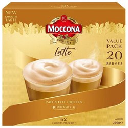 Moccona Cafe Classic Latte Coffee Sachet 296g, Pack of 20