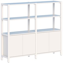 Grid 40 Shelving 2 Pod 4 Shelves White on White 1720x400x1500mm