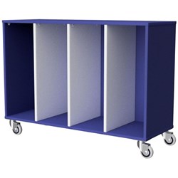 Zealand Mobile Tote Tray 4 Storage Unit Blue/White 1182x425x800mm