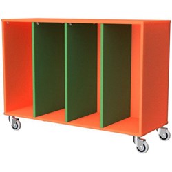 Zealand Mobile Tote Tray 4 Storage Unit Orange/Green 1182x425x800mm