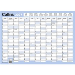 Collins Wall Planner & Marker Pen Laminated 695x495mm 2027
