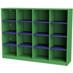 Zealand 16 Cube Storage Unit Green/Blue 1600x400x1200mm