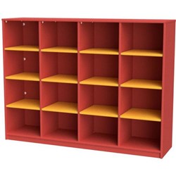 Zealand 16 Cube Storage Unit Red/Yellow 1600x400x1200mm