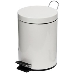 Compass Round Pedal Rubbish Bin Stainless Steel 5L White