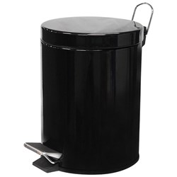 Compass Round Pedal Rubbish Bin Stainless Steel 5L Black