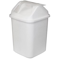 Compass Rectangular Swing Lid Rubbish Bin 20L White