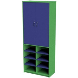 Zealand Teacher's Wall Unit With Open Base Green/Blue 800x400x2000mm