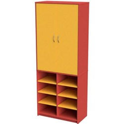 Zealand Teacher's Wall Unit With Open Base Red/Yellow 800x400x2000mm