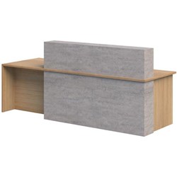 Block Reception Wheelchair Access Left Hand 3000x900x1100mm Cured Concrete/Classic Oak