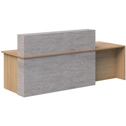 Block Reception Wheelchair Access Right Hand 3000x900x1100mm Cured Concrete/Classic Oak