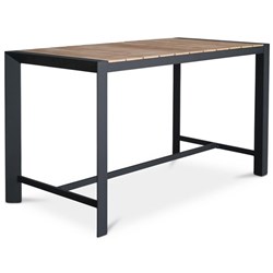 Karaka Outdoor Leaner Table 1600x800x1050mm Teak Top Black Frame